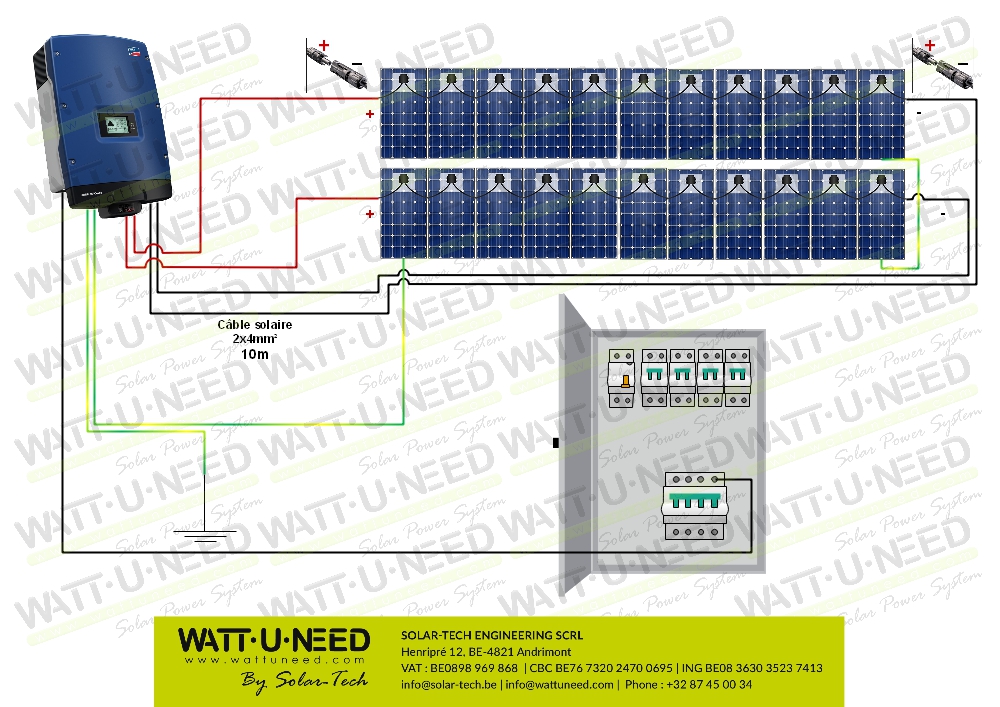 Kit solaire réseau - 5000W Tri- autoconsommation 22 pann